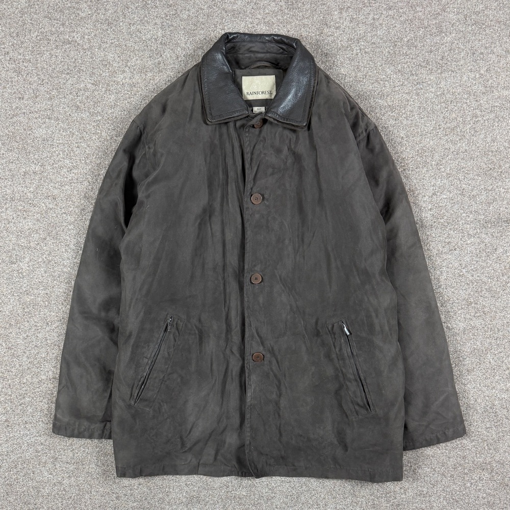 Vintage Brown Microsuede Chore Parka Jacket Men’s 2X Removable Down Puffer Liner